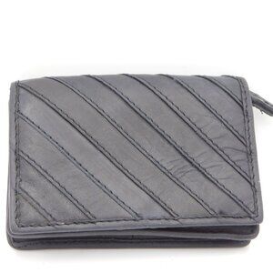 margot New York Black Leather Chevron Cassius Small Change Purse Card Holder